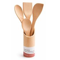 Kit Utensílios de Cozinha Bambu 4 Peças com Suporte Praticidade, Organização e Durabilidade Kit Utensílios de Cozinha Bambu 4 Peças com Suporte Praticidade, Organização e Durabilidade
