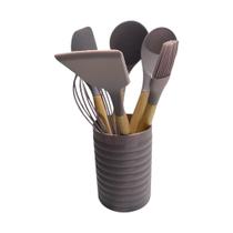 Kit Utensilios de Cozinha Com 7 Peças Com Cesto