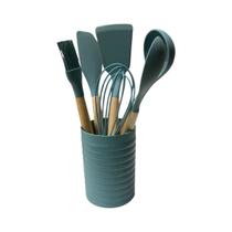 Kit Utensilios de Cozinha Com 7 Peças Com Cesto