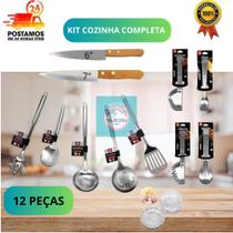 Kit Utensílios de Cozinha Completo Inox + Facas Profissionais 12 Peças Envio Imediato Kit Utensílios de Cozinha Completo Inox + Facas Profissionais 12 Peças Envio Imediato