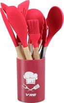 Kit Utensílios de Cozinha de Silicone 12pcs C/ Suporte Flórida- Vermelho - VRS