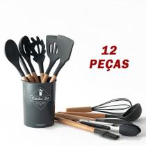 Kit Utensílios de Cozinha de Silicone 12pcs Pote Organizador - XDX