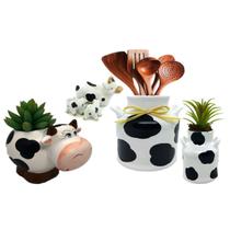 Kit Utensílios de Cozinha e Ambiente 4 Peças Vaca Vaquinha Kit Utensílios de Cozinha e Ambiente 4 Peças Vaca Vaquinha