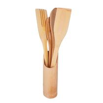 Kit Utensílios de Cozinha em Bambu 5 peças