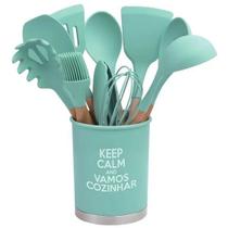 Kit Utensílios De Cozinha Em Silicone 13 Peças Verde SU211302
