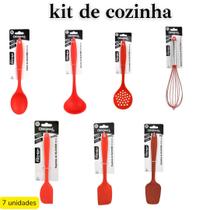 kit utensílios de cozinha em silicone com 7 peças - vermelha kit utensílios de cozinha em silicone com 7 peças - vermelha