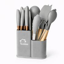 Kit Utensílios de Cozinha em Silicone com Suporte Organizador