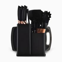 Kit Utensílios de Cozinha Jogo Completo 19 Peças - Preto