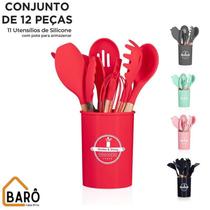 Kit Utensílios De Cozinha Jogo De Colheres 12 Peças Silicone