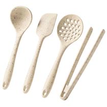 Kit Utensílios de Cozinha Mimo Style Silicone Branco Mármore 4pçs Antiaderente