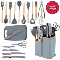 Kit Utensílios de Cozinha Silicone 19 Peças Cinza Thika Kit Utensílios de Cozinha Silicone 19 Peças Cinza Thika