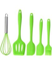 Kit Utensílios de Cozinha Silicone 5 Peças com Fue Espátula, Colher e Batedor Antiaderente Resistente ao Calor Cor:Ver Kit Utensílios de Cozinha Silicone 5 Peças com Fue Espátula, Colher e Batedor Antiaderente Resistente ao Calor Cor:Ver