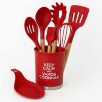 Kit Utensílios de Cozinha Silicone com Cabo de Madeira 13 Peças Completo Resistente Antiaderente Kit Utensílios de Cozinha Silicone com Cabo de Madeira 13 Peças Completo Resistente Antiaderente