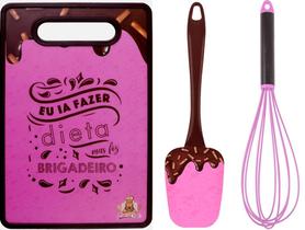 Kit Utensílios de Cozinha Tábua de Corte Espátula e Fue