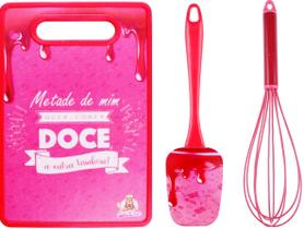 Kit Utensílios de Cozinha Tábua de Corte Espátula e Fue