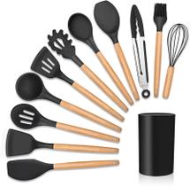 Kit Utensílios De Cozinha Talheres 12 Peças Preto