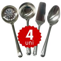 Kit Utensílios de Inox Alto Brilho para Cozinhar e Servir Tamanho Ideal para o Dia a Dia na Cozinha Restaurante