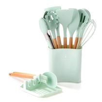 Kit Utensílios de Silicone 13 Peças cabo de madeira masterchef cozinha confeitaria