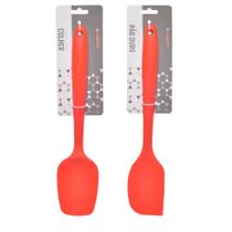 Kit Utensílios De Silicone 2 Peças Colher Espátula Vermelha