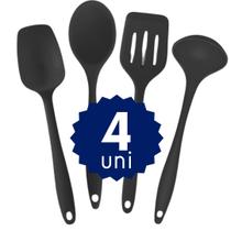 Kit Utensílios de Silicone 4 Peças Concha Espátulas Colher Ideal para Panelas Teflon