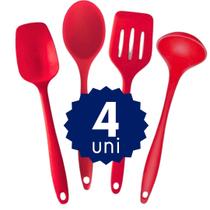 Kit Utensílios de Silicone 4 Peças Concha Espátulas Colher Ideal para Panelas Teflon Kit Utensílios de Silicone 4 Peças Concha Espátulas Colher Ideal para Panelas Teflon