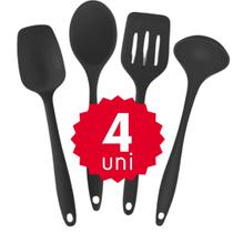 Kit Utensílios de Silicone 4 Peças Concha Espátulas Colher Ideal para Panelas Teflon Kit Utensílios de Silicone 4 Peças Concha Espátulas Colher Ideal para Panelas Teflon