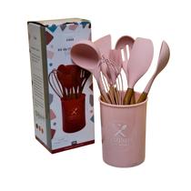 Kit Utensilios de Silicone 8 Peças Rosa Claro FWB
