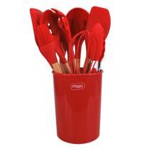 Kit Utensílios De Silicone Cabo De Madeira Cozinha 12 Peças