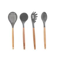 Kit Utensilios de Silicone com Cabo de Bambu - Class Home