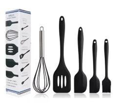 Kit Utensílios De Silicone E Inox Cozinha Conjunto 5 Peças - LELONG