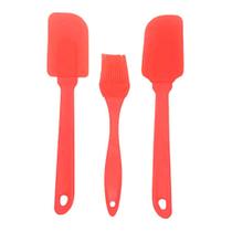 Kit Utensílios Espátula Pincel Colher Silicone Cozinha 3Pçs