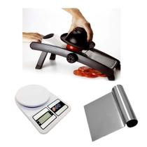 Kit Utensílios Hamburgueiro 3 Peças Mandoline + Espatula Raspadora e Balança Digital 10kg Kit Utensílios Hamburgueiro 3 Peças Mandoline + Espatula Raspadora e Balança Digital 10kg