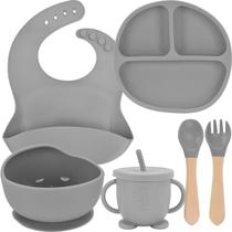 Kit Utensílios Infantil Silicone 6 Peças Bebê Crianças Copo