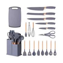 Kit Utensilios para cozinha 19 Peças Silicone Cinza