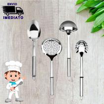 Kit Utensílios para Cozinha 4 Peças Aço Inoxidável Jogo de Talheres Kit Utensílios para Cozinha 4 Peças Aço Inoxidável Jogo de Talheres