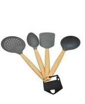 Kit utensilios para servir 4 peças cabo de madeira