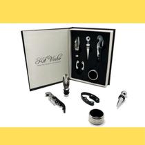 Kit Utensilios para Vinho Livro 5 Peças Premium