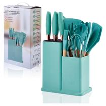 Kit Utensilios Silicone 19 peças sem BPA Verde Esmeralda