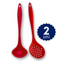 Kit Utensílios Silicone Concha Escumadeira Colher 28cm Resistente Alta Qualidade Cozinha Antiaderente Kit Utensílios Silicone Concha Escumadeira Colher 28cm Resistente Alta Qualidade Cozinha Antiaderente