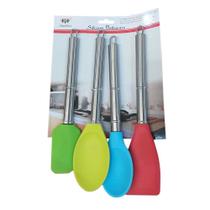 Kit Utensílios Talheres Cozinha Silicone Cabo Inox 4 Peças - Casamiga