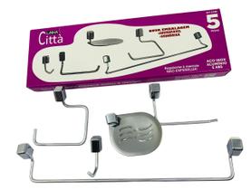 Kit Utilidades Domésticas Banheiro Porta toalhas Saboneteira Papeleira e Cabide Linha Città