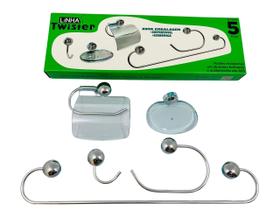 Kit Utilidades Domésticas Banheiro Porta toalhas Saboneteira Papeleira e Cabide Linha Twister Kit Utilidades Domésticas Banheiro Porta toalhas Saboneteira Papeleira e Cabide Linha Twister