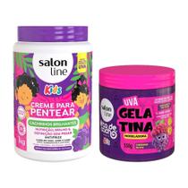Kit Uva com Creme para Pentear e Gelatina todecacho Kids - Salon Line