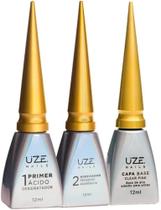 Kit Uze Nails - Preparadores Primer Adesivador Capa Base 3 itens