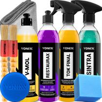 Kit V-Mol Shampoo Desengraxante Revitalizador Restaurax Cera Liquida Tok Final Limpador Sintra Fast