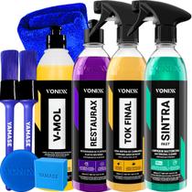 Kit V-Mol Shampoo Desengraxante Revitalizador Restaurax Cera Liquida Tok Final Limpador Sintra Fast Kit V-Mol Shampoo Desengraxante Revitalizador Restaurax Cera Liquida Tok Final Limpador Sintra Fast