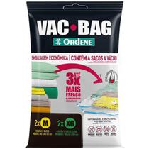 Kit Vac Bag Ordene Saco a Vácuo 2 Médio 45x65cm 2 Extra Grande 80x100cm