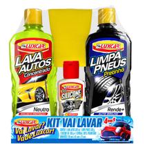 Kit Vai Lavar 4 em 1 Luxcar Com Shampoo Pretinho Silicone