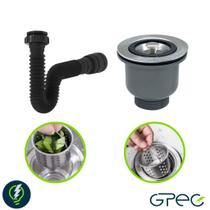 Kit Válvula Americana CestoHigiênico 3.1/2 Inox + Sifão Universal Extensivo Branco