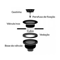 Kit Válvula Americana Inox 3. 1/2 + Sifão Flexível 70cm Duplo